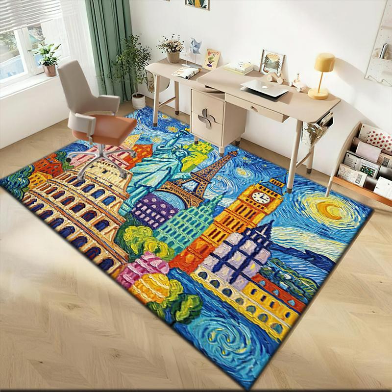 1pc Patriotic Theme Statue of Liberty Carpet Rug for Living Room Bedroom Home Sofa Decoration,Kids play Non-slip Floor Mat