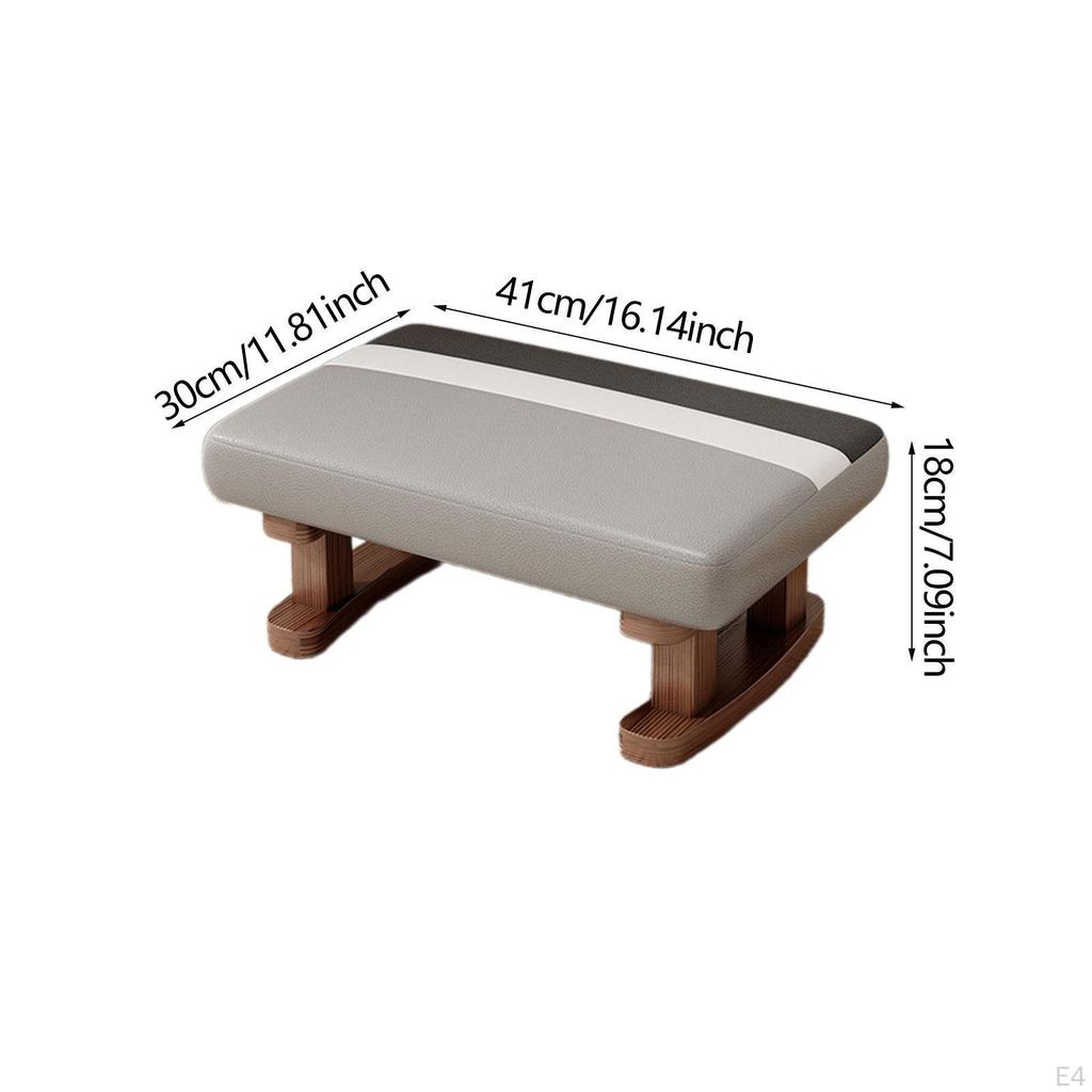 Fußstütze mit Holzbeinen, Kleiner niedriger Hocker, Gepolsterter Fußhocker für Büro, Bett, Schreibtisch, Wohnen, Essen