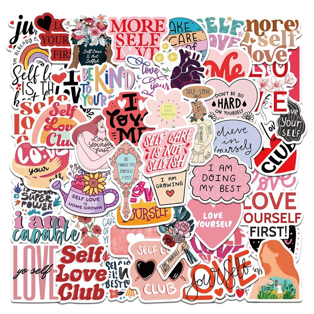 50pcs Self Love Inspirational Words Stickers Graffiti Motivational Quotes for Adults Laptop Phone Bottle Luggage Bottle Decals