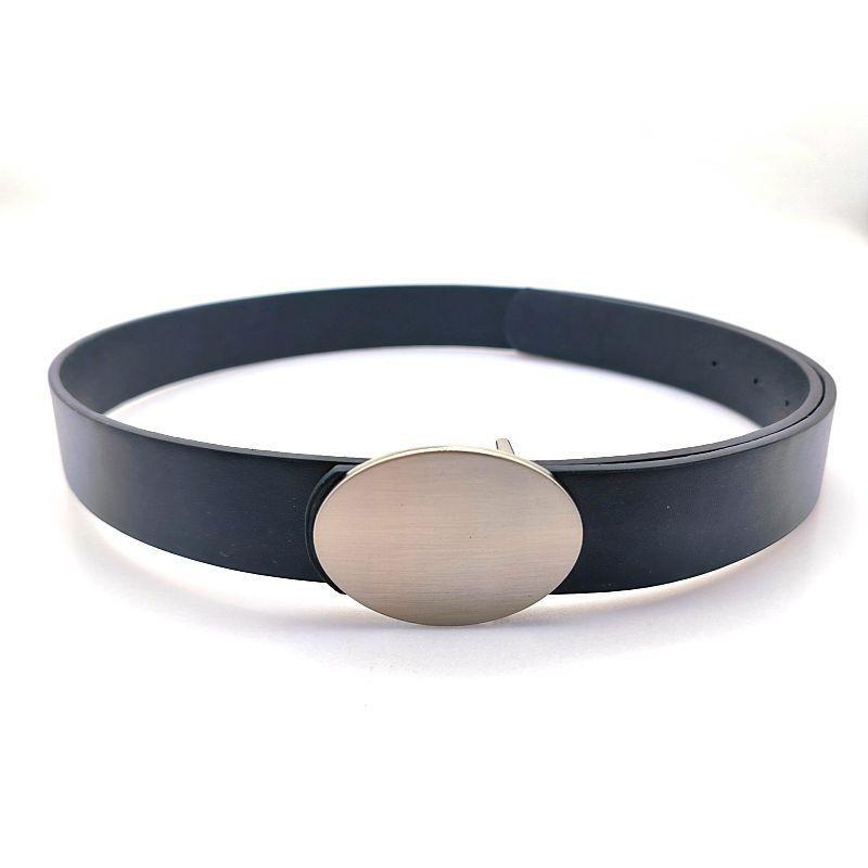Modern Womens Pu Casual Belt With Decorative Oval Metal Mirror Buckle For Fashion Style Forward