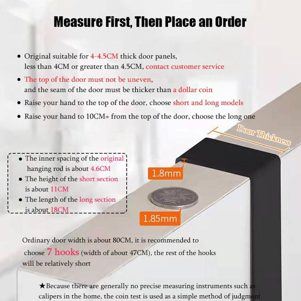 Metal Over-the-Door Hook Rack with 6 Hooks for Clothes, Coats, Hats, and Towels - No Punching Required, Ideal for Home, Bathroom, and Kitchen