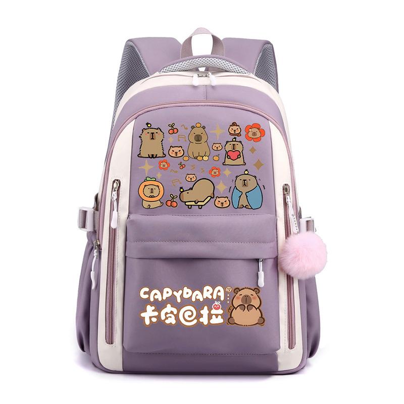 Kapibara Schoolbag New 2024 Ridge Protection Cute Men and Women High Value Cartoon Printing Large Capacity Backpack