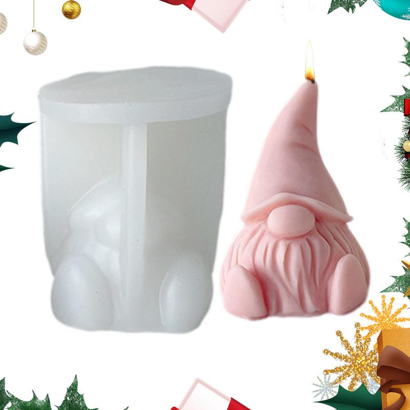 DIY Candle Silicone Mold 3D Gnome Christmas Handmade Gypsum Soap Cement Resin Molds Festival Xmas Gift Candle Making Supplies