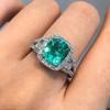 Huitan Gentle CopperColor Women Ring Inlaid Sparkling Green Cubic Zirconia Trendy Wedding Engagement Luxury Accessories Jewelry