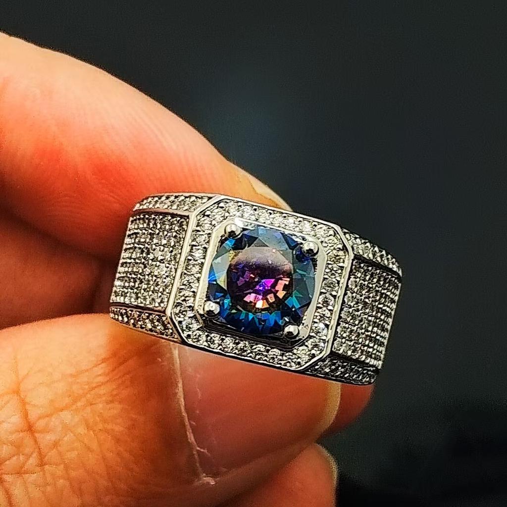 Imitation 1/3 Karat Voll Diamant Herrenring Modisch Vielseitig Live Dominant Zigeunermann Ring