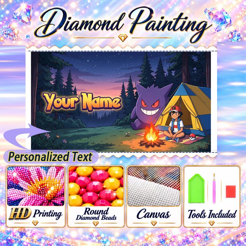 Personalized Gengar Diamond Art Custom Name 5D Diamond Painting Full Drill DIY Craft