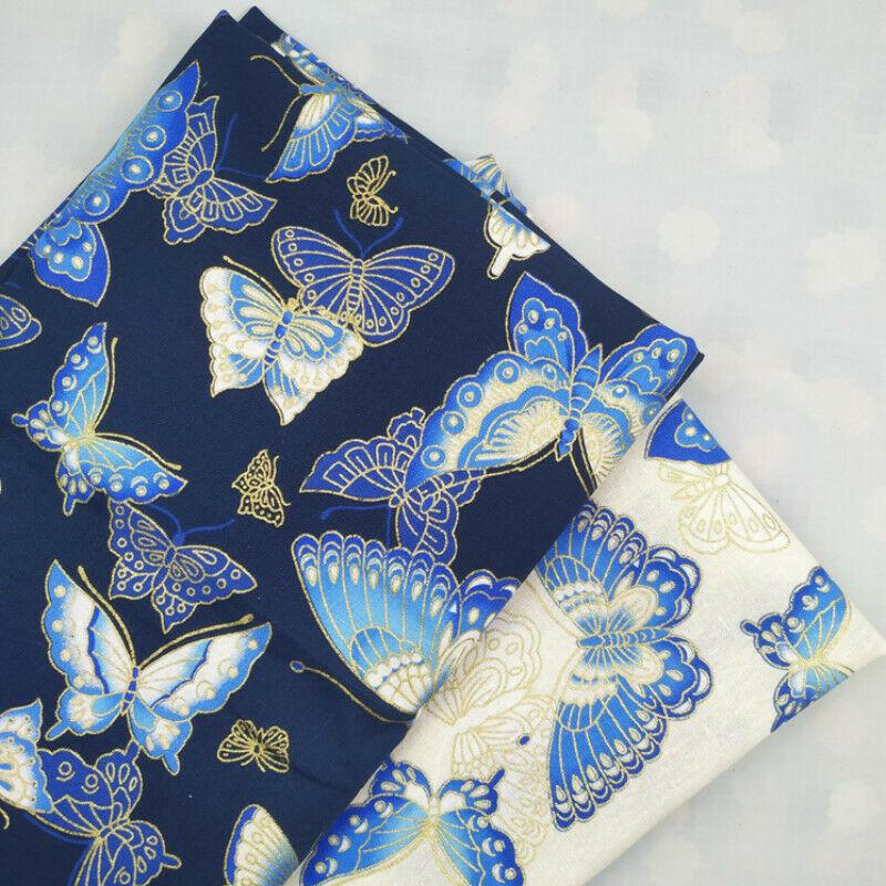 Bronzing Printed Cotton Fabric Japanese Style Butterfly Pattern Fabric For Kimono Diy Handmade Accessories Crafts