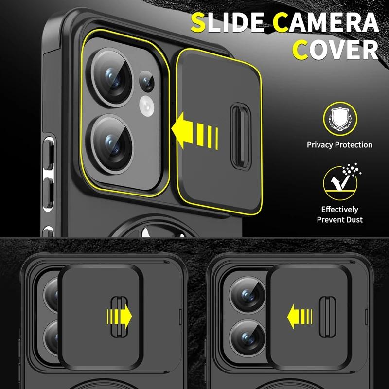 Armor Shockproof Magnetic Ring Stand Holder Case For OPPO Reno 13 13F 13 F Reno13 Pro 5G Slide Lens Protect Cover