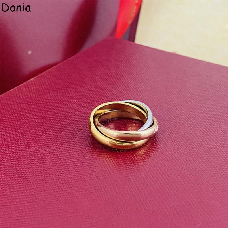 

Ювелирные изделия Donia, роскошное модное новое трехцветное кольцо из глянцевой титановой стали, европейское и американское модное кольцо