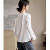 Rose Embossed Design Three-dimensional Line T-shirt for Women In Autumn Basic Versatile White Cotton Top
