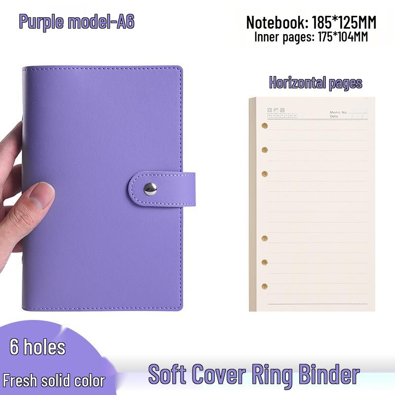 Minimalist A6 Soft Leather Ring Binder Planner Notebook