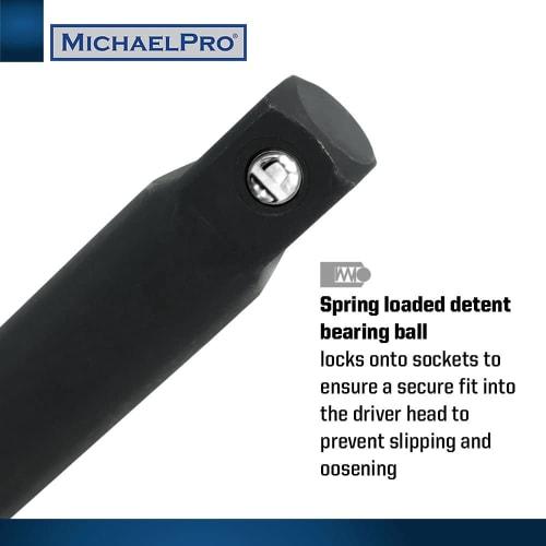 MichaelPro 1/2-Inch Drive Impact Extension Bar Set, 3-Piece Socket Extensions - (3", 6", 8") - Heat-Treated CR-V Steel, Manganese Phosphate, Rust- and