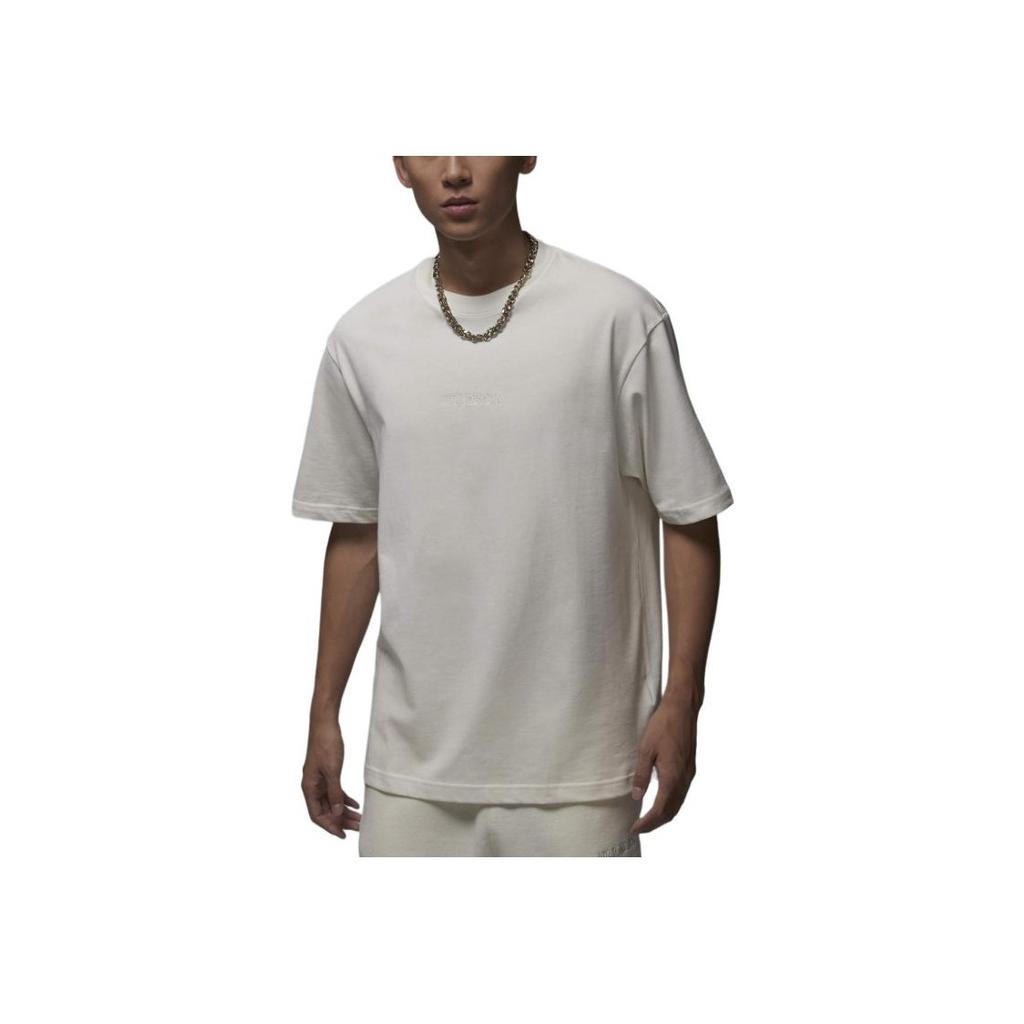 Jordan Wordmark Series Solid Color Fashion Versatile Casual Short Sleeve T-Shirt Men Tops Sail-White HF3448-133