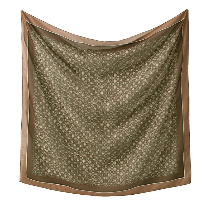 110*110cm Neuer Baumwoll-Leinen-Quadratischer Schal Damen Kopftuch Blumenmuster Halstuch Schals Kopftuch Bandanas Haargummi Stirnbänder