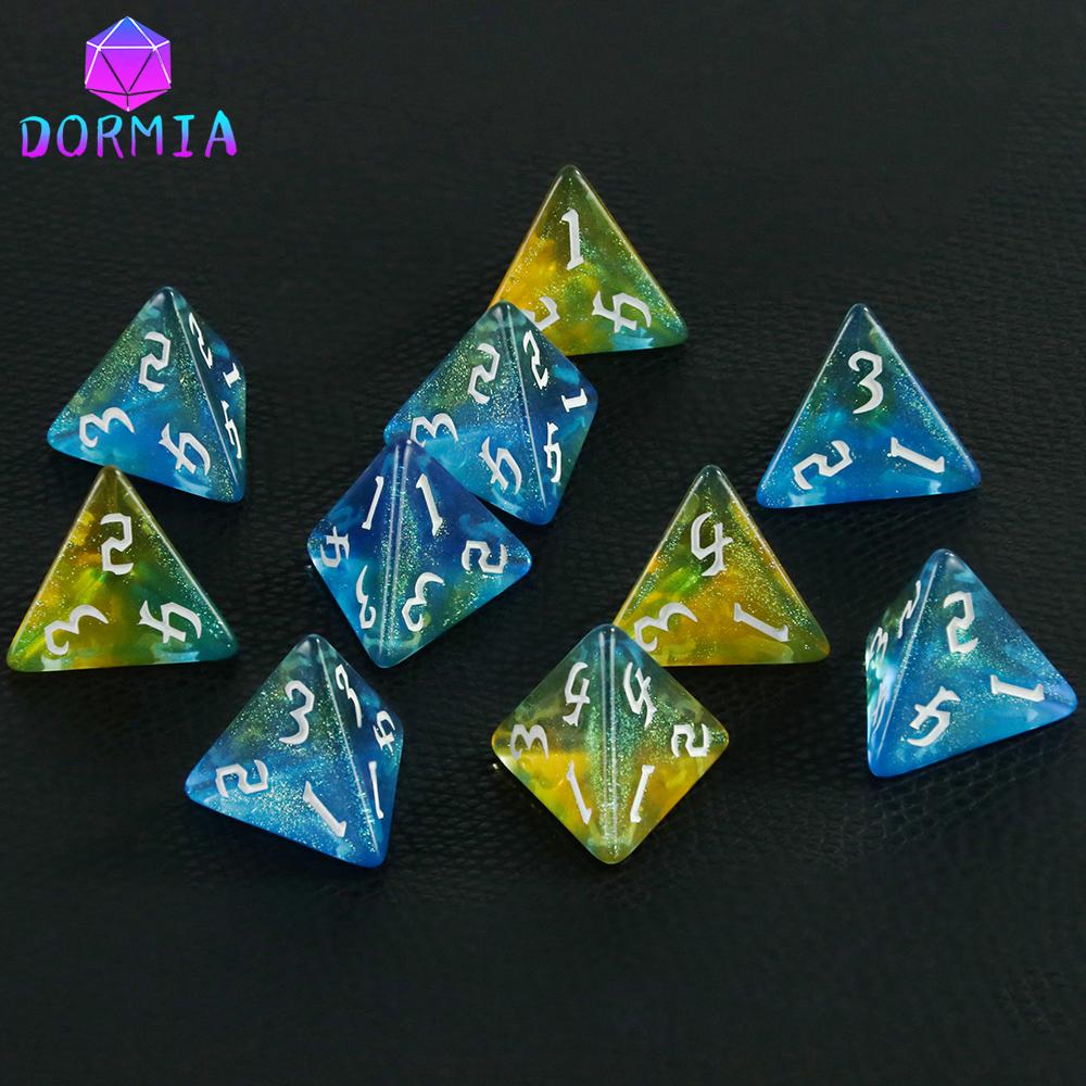 D4 Gemischte Farben Polyedrische Würfel Hohe Qualität 4-seitige Bunte Glitzerwürfel für Mathematikunterricht Spielen von Tischspielen