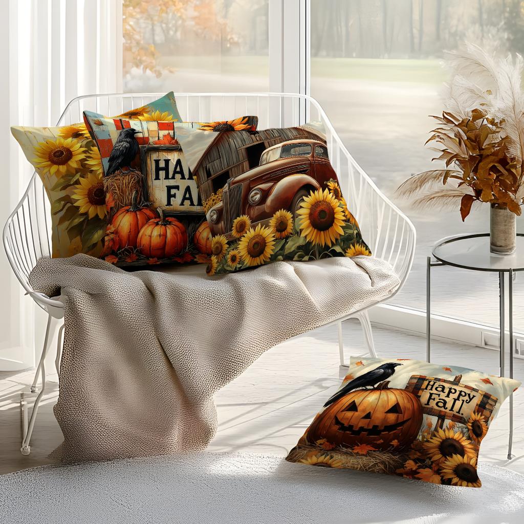 Thanksgiving Decor Pillowcase Cushion Polyester Throw Pillow Cover Sofa Chair Bed Cushion Cover Pillowslip Home Decor