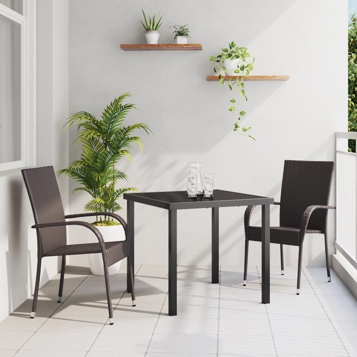 VidaXL Ensemble de salle à manger de jardin 3 pièces Marron Rattan Poly 3379394