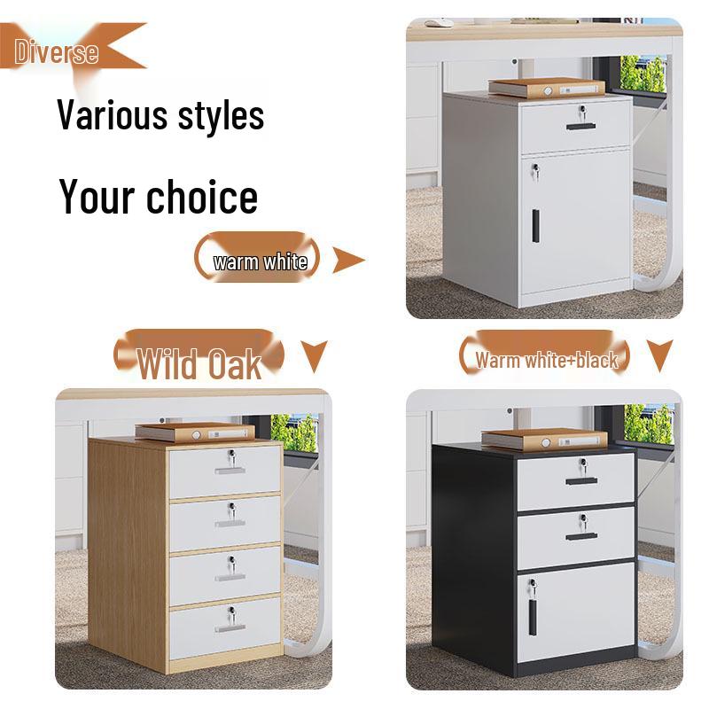 Office Mobile Filing Cabinet with Lock, Wheels, and Drawers