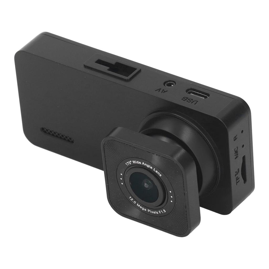 Dashbordkamera med trippel linse, roterbart HD 1080P, nattsyn, 2-tommers ISP-skjerm, parkeringsmodus, lite bilkamera