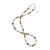 Natural Tiger Eye Stone Brown Beaded Necklace for Women High-end Retro Fashion All-match Necklace Sweater Chain