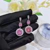 Trendy Pink Rhinestone Necklace Women's Temperament Elegant Necklace And Earrings Jewelry Gift