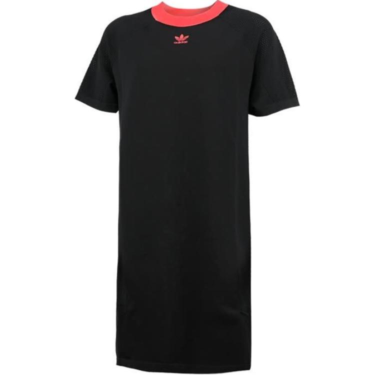 

Adidas Originals Color Block Logo Design Round Neck Comfortable Breathable Short Sleeve Dress Women dresses Black CY7379 S