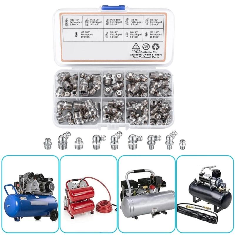 60 szt. Smarowniczki stożkowe do pras smarowniczych Smarowniczki stożkowe Zestaw smarowniczek Wielorozmiarowe smarowniczki