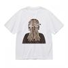 Women's Graphic Striped Hair Art Tee Unisex Black 100% Cotton Summer T-shirt USA
