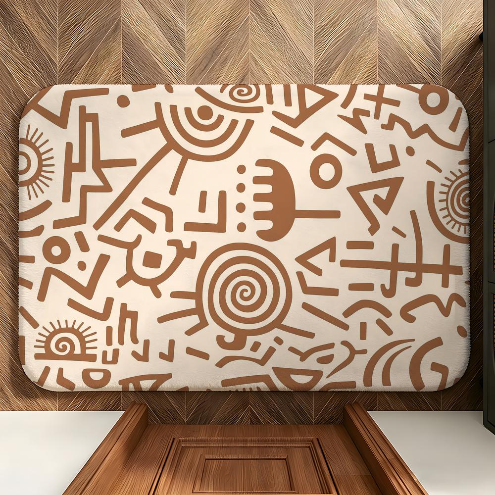 African style fabric print Floor Mat Soft Flannel Floor Mat  Suitable for Entryways, Living Rooms, Bedrooms, and Bathrooms
