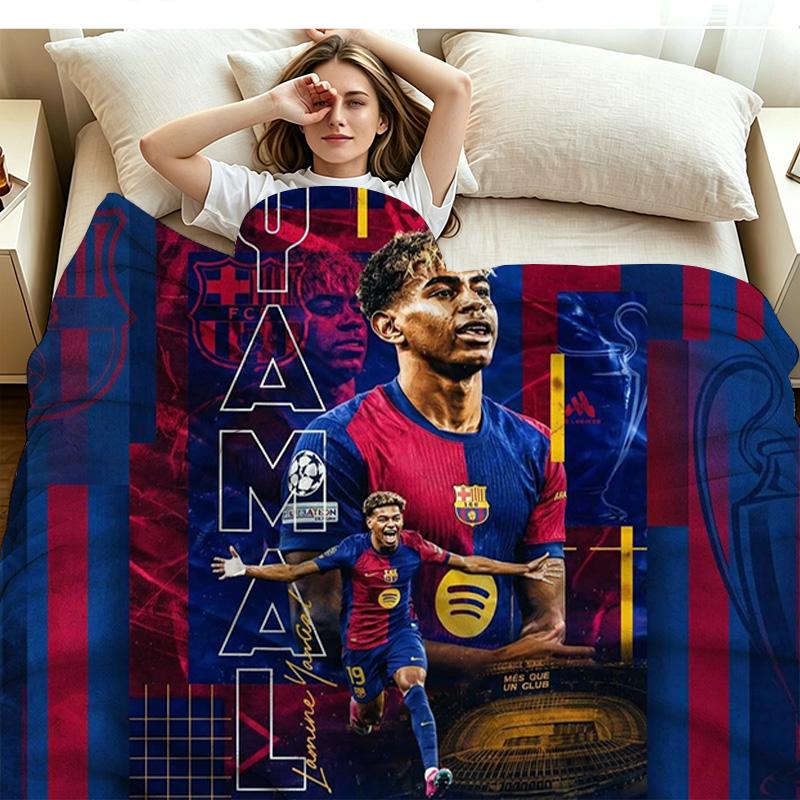 Lamine Yamal Print Flannel Blanket High Quality Warm Comfortable Cover for All Seasons Perfect for Gifts Home Decor