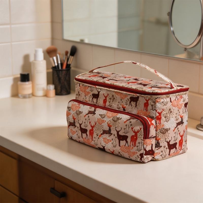 Crochet Supply Bag for Knitting Projects, Carry Bag with Guide Eyelets, Front Pocket and Covered Main Section for Daily Use