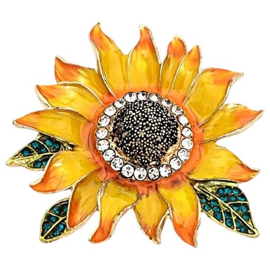 Alloy Floral Badge Rhinestone Sunflower Brooch, Decorative Lapel Pin for Men Jewelry Women, Accessory Coats Dresses Scarves Metal Flower