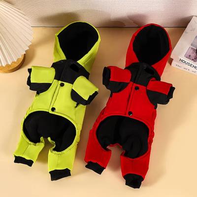 Winter Dog Clothes Hooded Four-Legged Warm Thickened Cotton Coat for