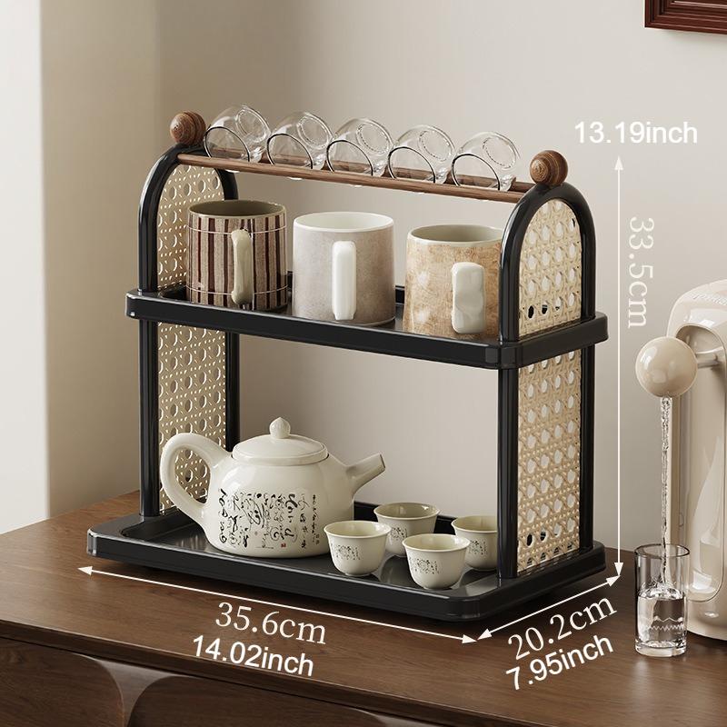 2026 Spring New Multifunctional Coffee Cup Storage Rack Kitchen Seasoning Bottle Cosmetic Storage Living Room Desktop Decoration