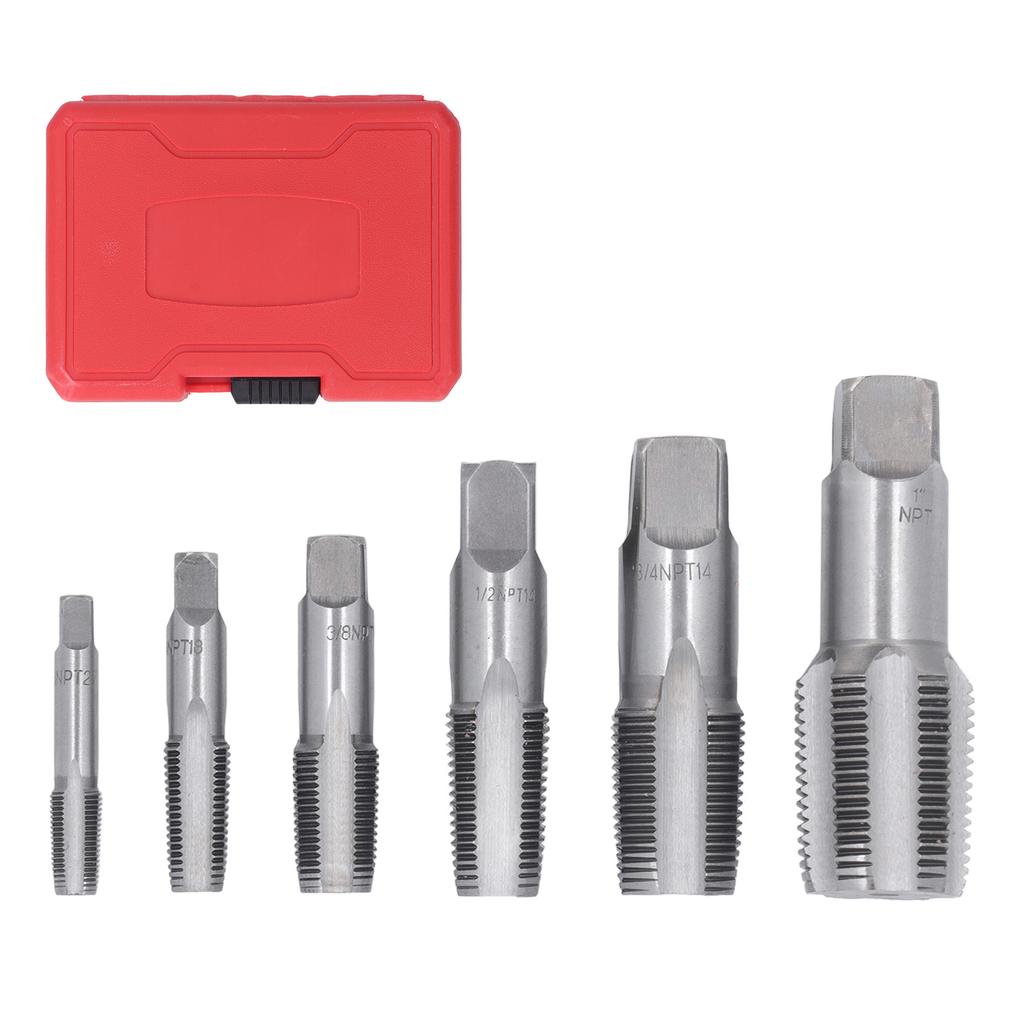 6Pcs Pipe Tap NPT 1in 3 4in 1 2in 3 8in 1 4in 1 8in Carbon Steel Thread Tapping Tool Kit for PVC Pipe