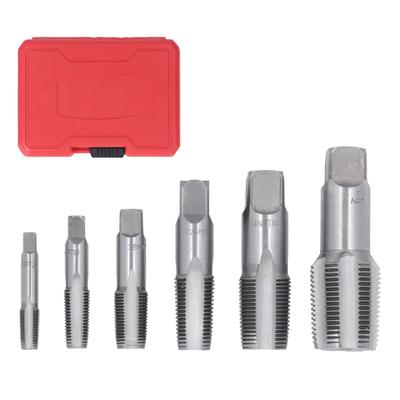 6Pcs Pipe Tap NPT 1in 3 4in 1 2in 3 8in 1 4in 1 8in Carbon Steel Thread Tapping Tool Kit for PVC Pipe