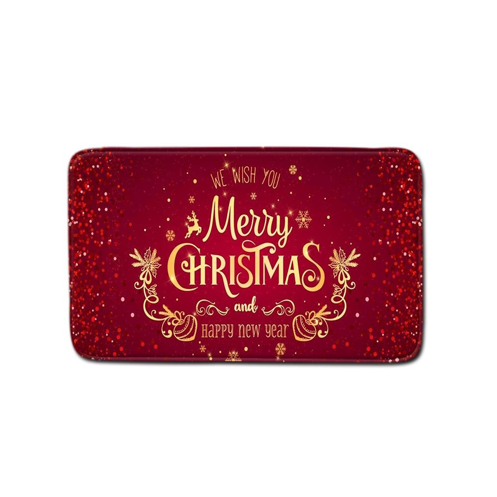 Christmas Toilet Seat Shower Curtain Four-Piece Printed Floor Mat Set Bathroom Floor Mat Bedroom Absorbent Door Mat Carpet