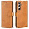For Samsung Galaxy S24 FE Stand Case Calf Texture Anti-Scratch Leather Phone Cover