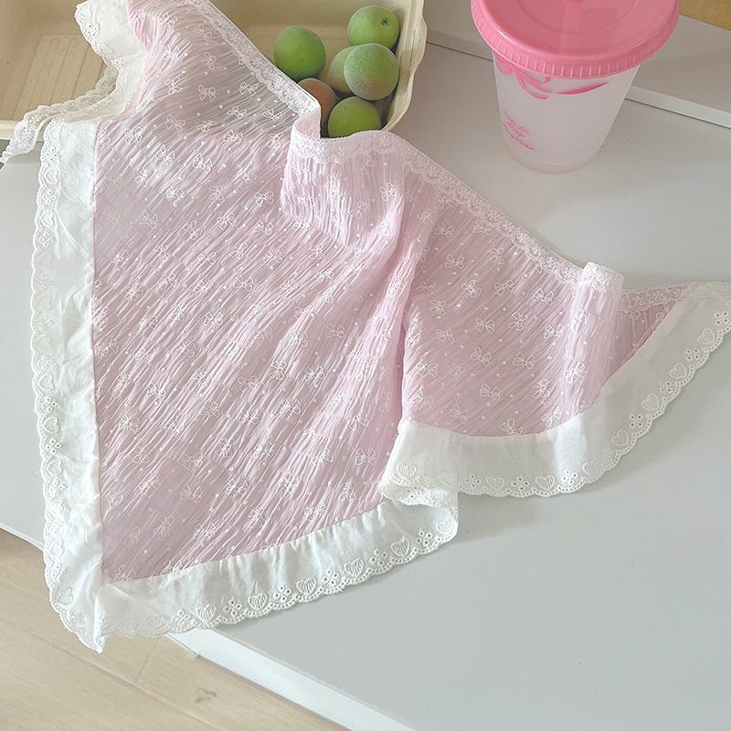 Headscarf summer women's pastoral triangle scarf literary retro crochet triangle scarf hat Y2K hot girl girl children hollow bud