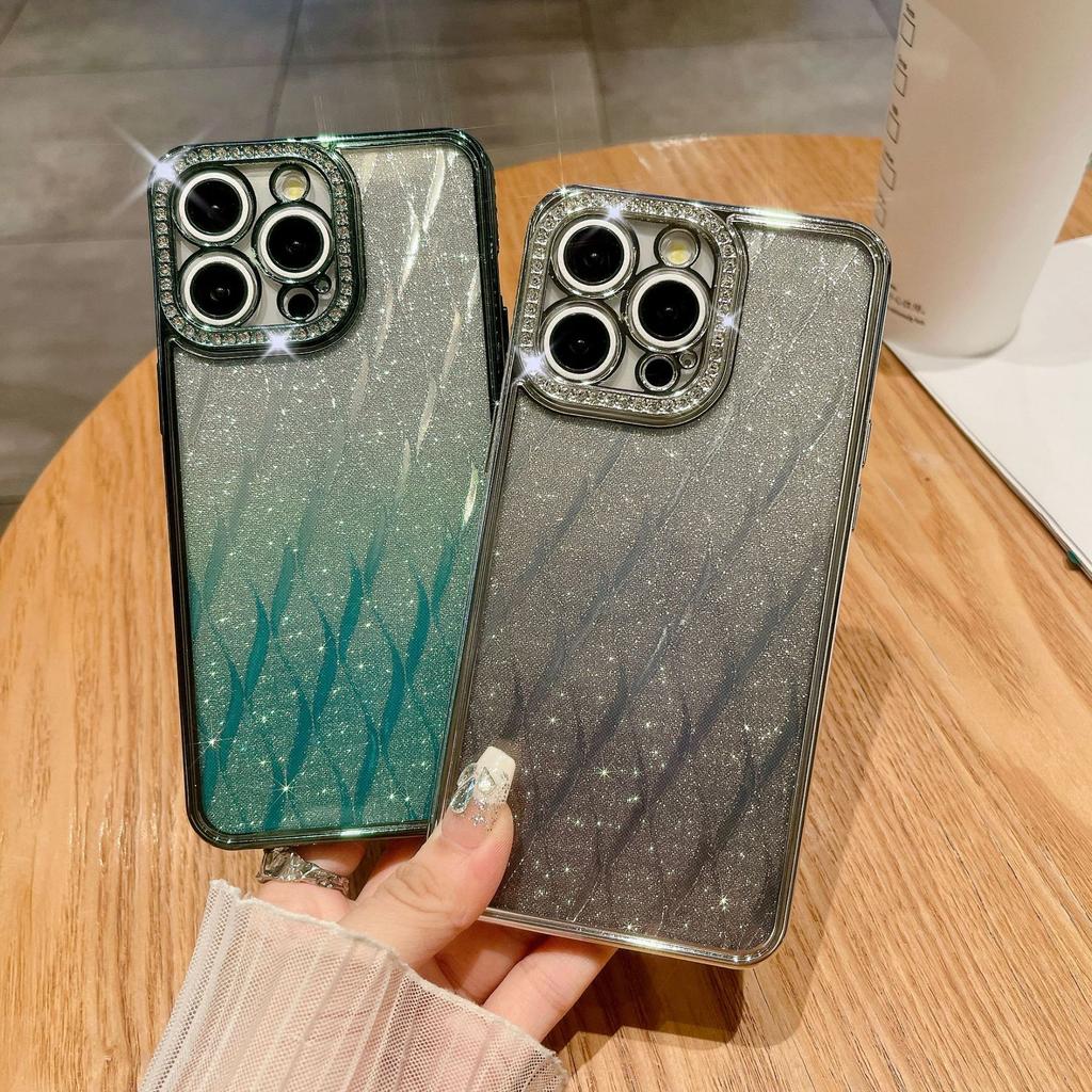 Suitable for Apple 15ProMax Phone Case with Gradient Glitter and IPhone14 Electroplated Anti-drop Case