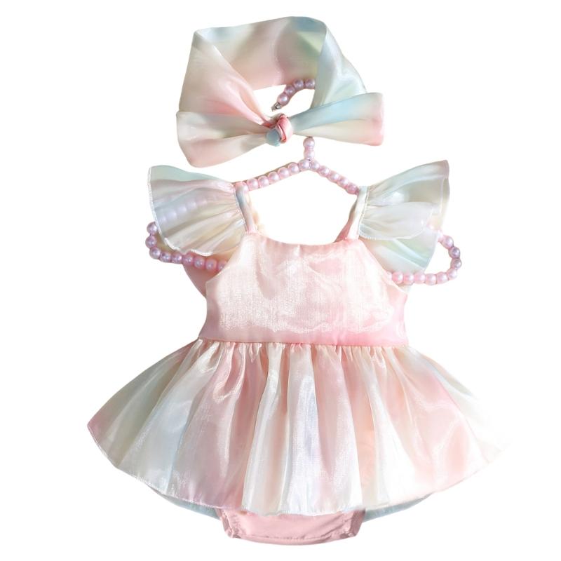 Kleinkindkleid und Schleifen-Haarband Foto-Bekleidungsset Fotoshooting-Requisiten Neugeborenen-Partygeschenke Baby-Fotografie-Kostüm