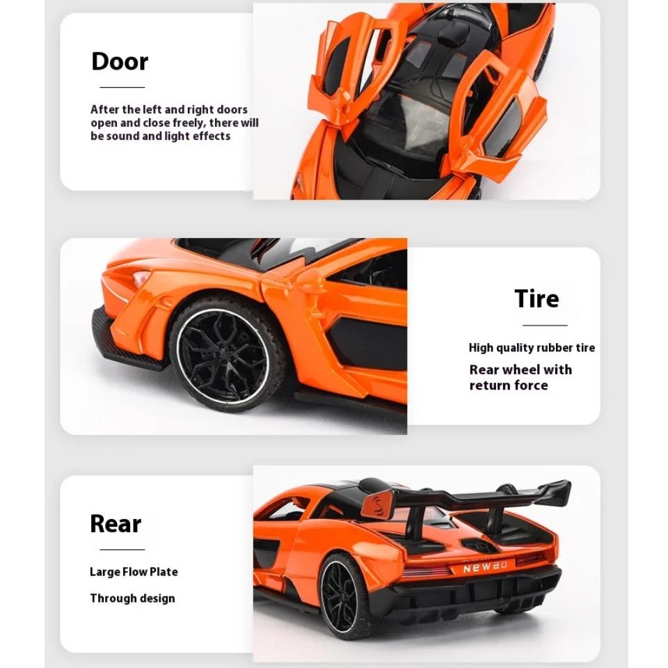 1/32 Scale McLaren Senna Alloy Car Model Diecasts Metal Toy Vehicles Model Simulation Sound and Light Collection Kids Birthday Gifts