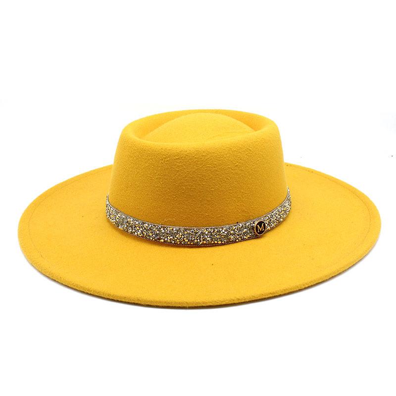 9.5Cm Brim Wool M Standard Diamond Felt Hat Concave And Convex Top Men'S And Women'S Top Hats Wide Brim Felt Hat