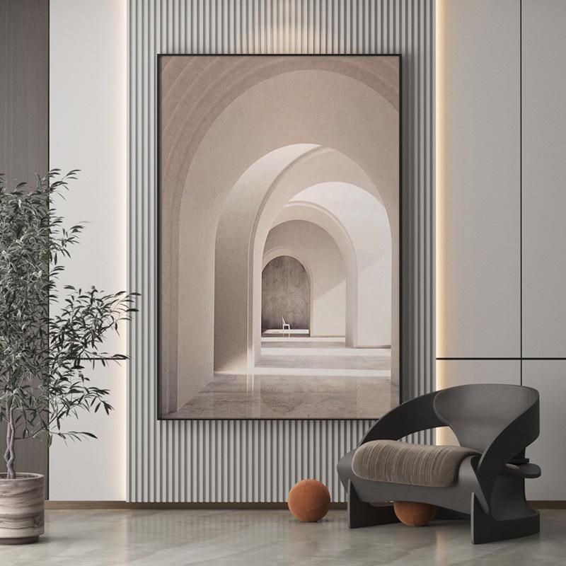 Landscape Building Canvas Painting Wall Art Geometric Architecture Space Aisle Posters and Prints for Living Room Corridor Decor