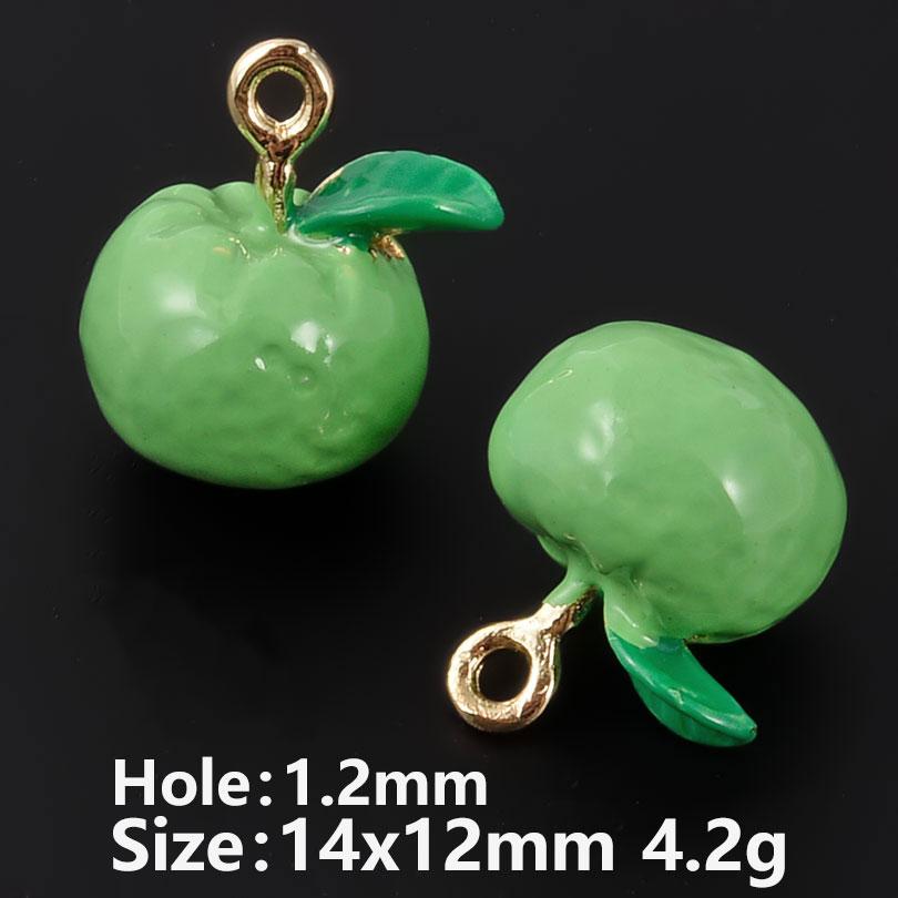 5pcs Three-Dimensional Enamel Fruit Charm Grape Peach Watermelon Alloy Oil Drop Charms For Jewelry Making Supplies DIY Earrings