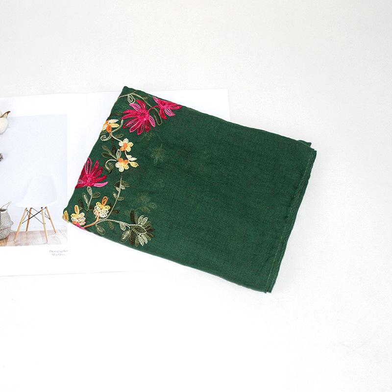 Ethnic Style Embroidery Craft Cotton Linen Scarf for Women Versatile Gauze Scarf Chinese Style Embroidery Long Spring and Autumn