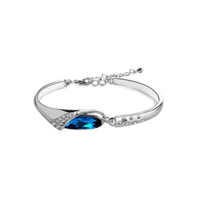 Элегантный стеклянный башмак с синими стразами, браслет-цепочка, ювелирный подарок темно-синий