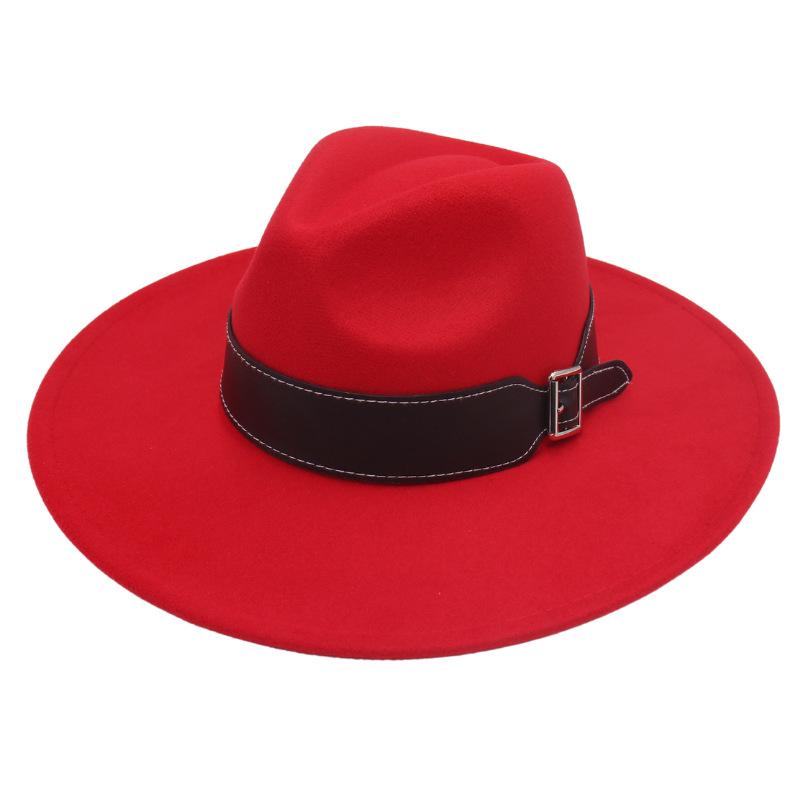New Black Belt, Large Brim, High-End Clothing With Wholesale Men'S And Women'S Felt Woolen Top Hats