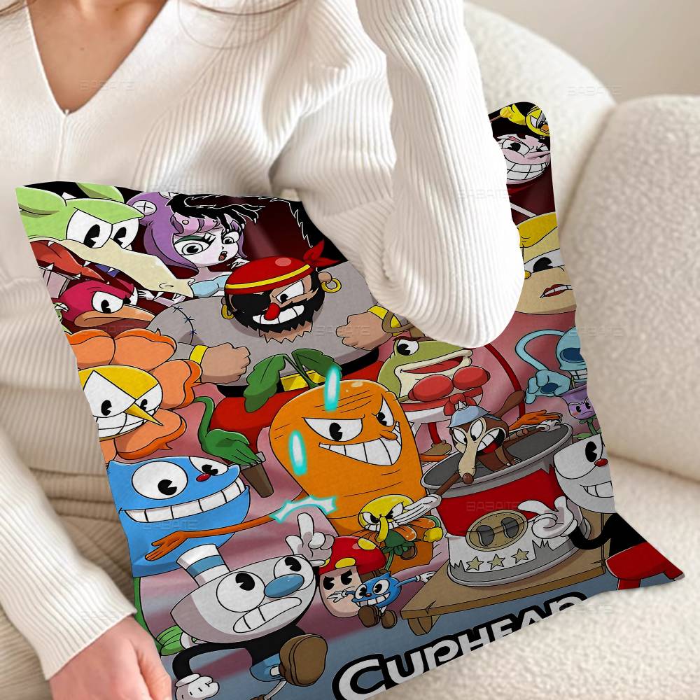 Cartoon Game C-Cuphead Cushion Cover Inches Farmhouse Decor Home Throw Pillow Covers For Couch Decorations
