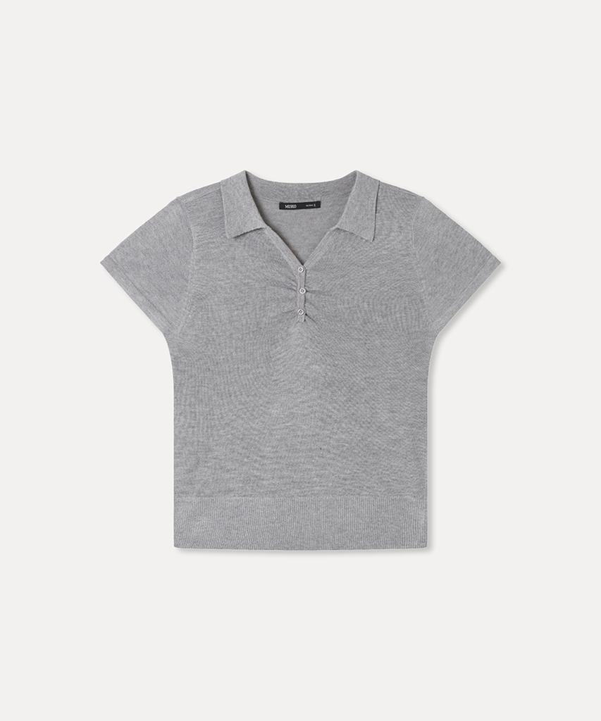 MIXXO Open Collar Button Detail Short Sleeve Knit_Miwkag624T